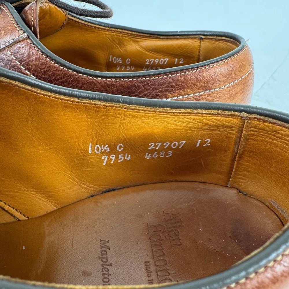 Allen Edmonds Mapleton 7954 Brown Leather Split Toe Derby Shoes Mens 10.5 C‎ USA
